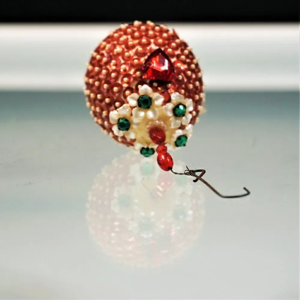 Christmas Ornament Sequined Jeweled Egg Vintage Tree Decoration